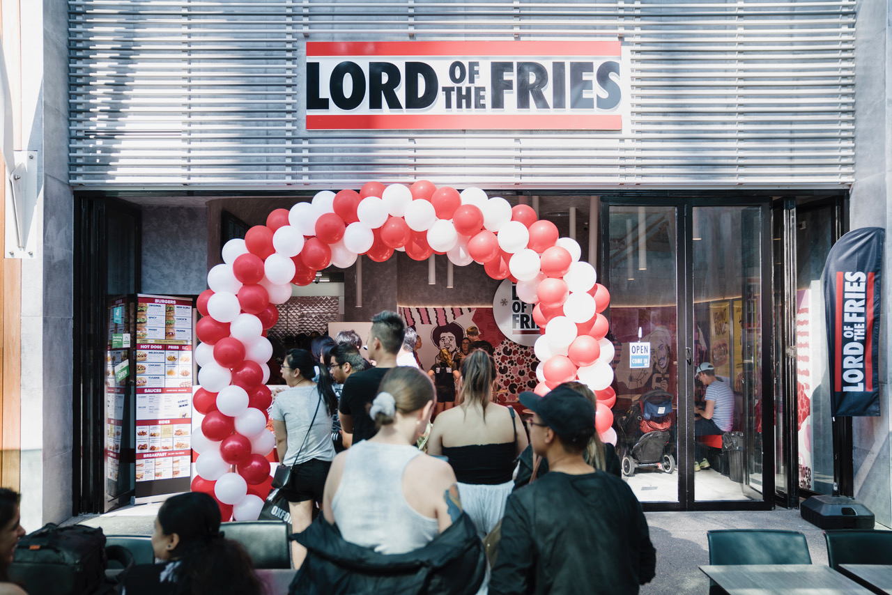 The opening of the new Lord of the Fries store at The District Docklands